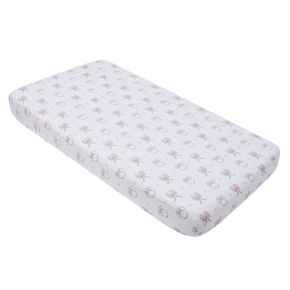 Disney Minnie Mouse 'Nœuds Mignons' Drap-Housse Pour Berceau, Nourrisson Fille, Rose