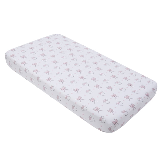 Disney Minnie Mouse 'Nœuds Mignons' Drap-Housse Pour Berceau, Nourrisson Fille, Rose