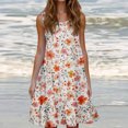 thumbnail image 1 of Ovzne Robes d'Été pour Femmes Robe pour Femme Mode pour Femmes Vacances Été Couleur Unie Sans Manches Fête Plage Robe d'Été Imprimée Liquidation, 1 of 6