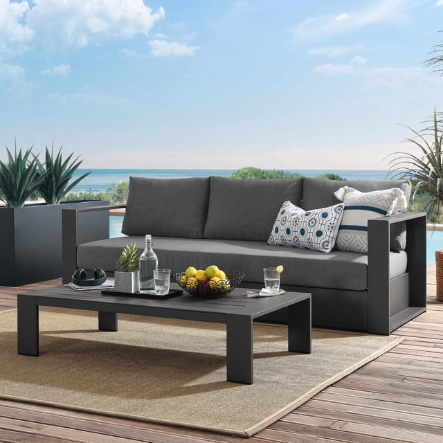 Modway Tahoe Outdoor Patio Powder-Coated Aluminum 2-Piece Set in Gray Charcoal