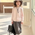 thumbnail image 4 of LYHaoo Spring And Autumn Children's Girls' Large Sized Hooded Zipper Pullover Coat With Trendy Contrasting Color Letter Style Casual And Versatile Outerwear Winter Outwear Pink Sizes 8-9 Years, 4 of 6