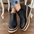 thumbnail image 4 of CAROOTU Bottines Femmes Couleur Unie Bout Rond Chaussures Compensées Chaussures Décontractées à la Mode, 4 of 7