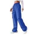 thumbnail image 2 of zanvin Women's High Waist Straight Cylinder Cargo Pants, Solid Color, 2 of 5