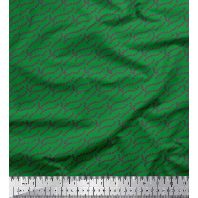 Soimoi Green Modal Satin Fabric Dot Abstract Printed Craft Fabric by the Yard 42 Inch Wide