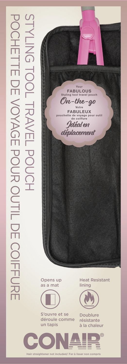 Pochette de voyage pour appareil de coiffure Conair, intérieur doublé résistant à la chaleur, noir, 1 unité