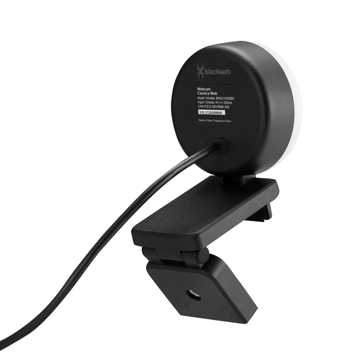 Caméra Web de 1440p 5 mégapixels avec anneau de lumière réglable blackweb (Noir riche)