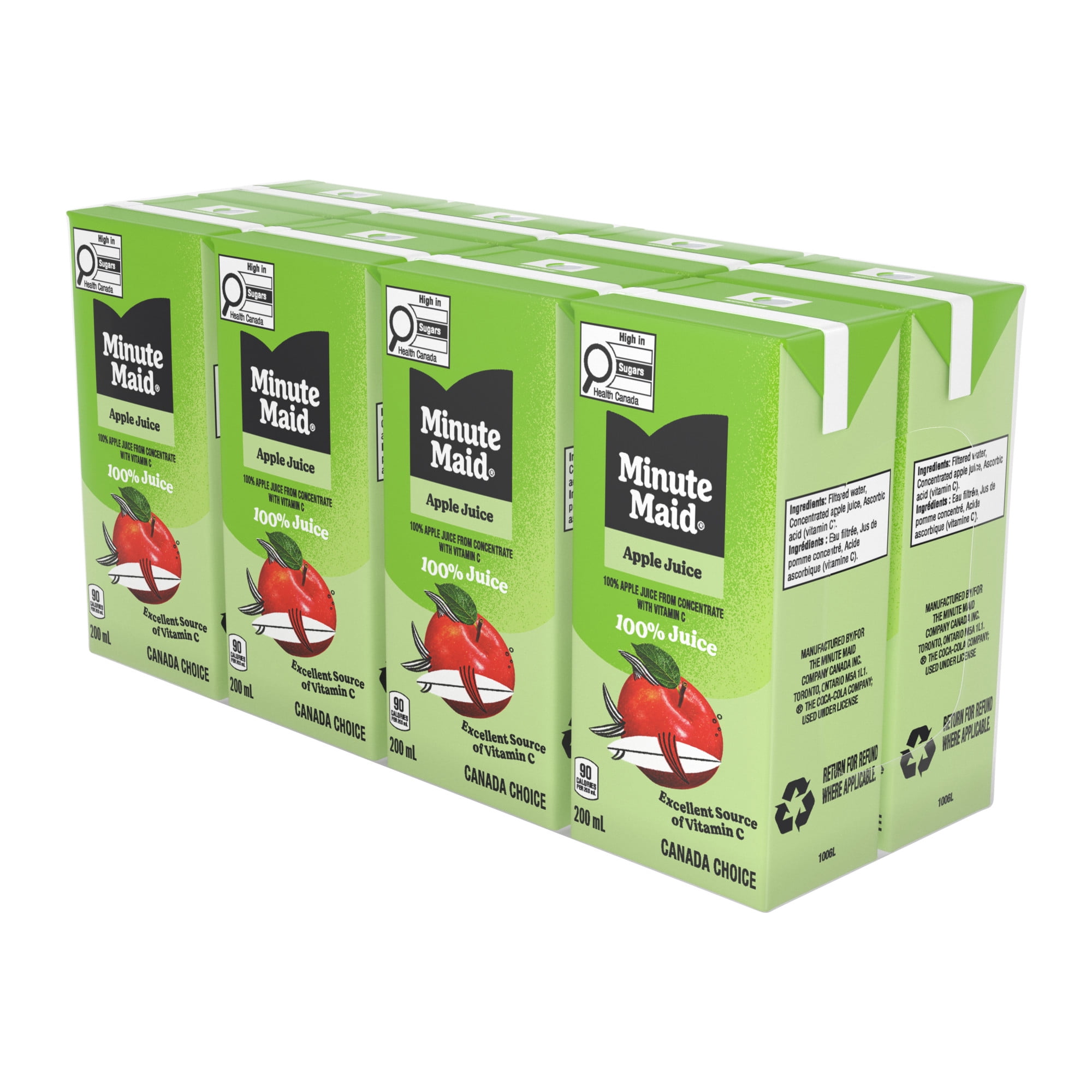 Minute Maid Apple Juice, 200ml, pack of 8