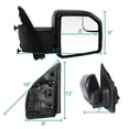 thumbnail image 3 of Convient aux 2015-2018 Ford F-150 Spec-D Tuning Miroir Extérieur RMV-F15015HP-FS-R Remplacement OEM; Simple; Boîtier en Plastique ABS Noir; Réglage de Puissance; Pliable; avec Miroirs Chauffants, 3 of 9