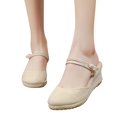 thumbnail image 3 of Sandales Espadrilles à Talon Compensé pour Femmes, Bride à la Cheville à Boucle, Sandales Plateforme Décontractées d'Été, Chaussures pour Femmes à Bout Fermé, Compensées Rétro, 3 of 9