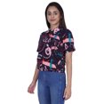 thumbnail image 2 of Moomaya Haut Court Imprimé pour Femmes Été Décontracté T-Shirt à Col à Fermeture à Glissière, 2 of 7
