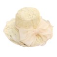 thumbnail image 2 of Women Church Cap Lace Bow Temperament Foldable Flat Top Sun Hat for Wedding, 2 of 8