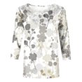 thumbnail image 5 of CEHVOM T-shirt Ample Imprimé Mode Femme Manches 3/4 Mi-Longueur Blouse Col Rond Hauts Décontractés Liquidation, 5 of 5