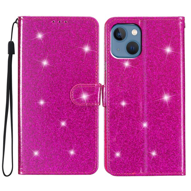 Compatible avec iPhone 14 Plus Étui Portefeuille Scintillant à Rabat avec Poche pour Cartes. l'Étui Est Fait d'Un Cuir PU de Haute Qualité avec une Finition Rose Pailletée Vibrante, Doté d'Une Fermeture Magnétique et d'Une Dragonne pour une Prise en Main Sécurisée. Il Comprend Trois Fentes pour Cartes et une Poche pour Billets, Alliant Fonctionnalité et style. le design Offre une protection Intégrale, Couvre l'Avant et l'Arrière du Téléphone, et Permet un Accès Facile à Toutes les Fonctions du Téléphone, Y Compris l'Appareil Photo.