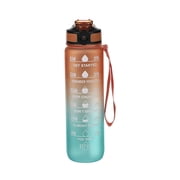 SuoKom Sports Water Bottle Motivational Water Bottle With Time Marker 32oz Squeezing Ejection Opening BPA Free With Leakproof Wide Mouth And Fast Water Flowing For Outdoor Water Bottles On Clearance