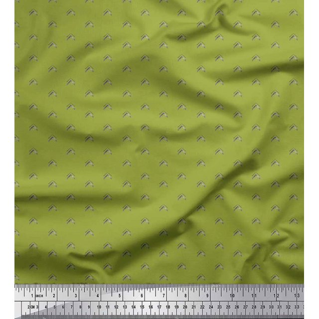 Soimoi Green Rayon Fabric Artistic Geometric Print Sewing Fabric Yard 56 Inch Wide