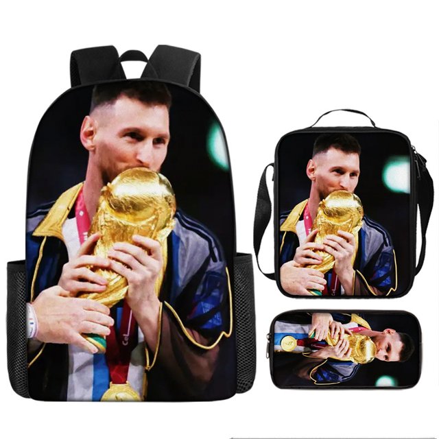 Soccer Star Printed Backpack Three-piece Set, Youth School Bag, Student Backpack-SinKeeU