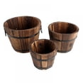 thumbnail image 2 of Small Wooden Bucket Barrel Planters – Rustic Flower Planters Pots Boxes Container with Drainage Holes for Indoor Home Decor Small Plants  Brown 1pc, 2 of 6