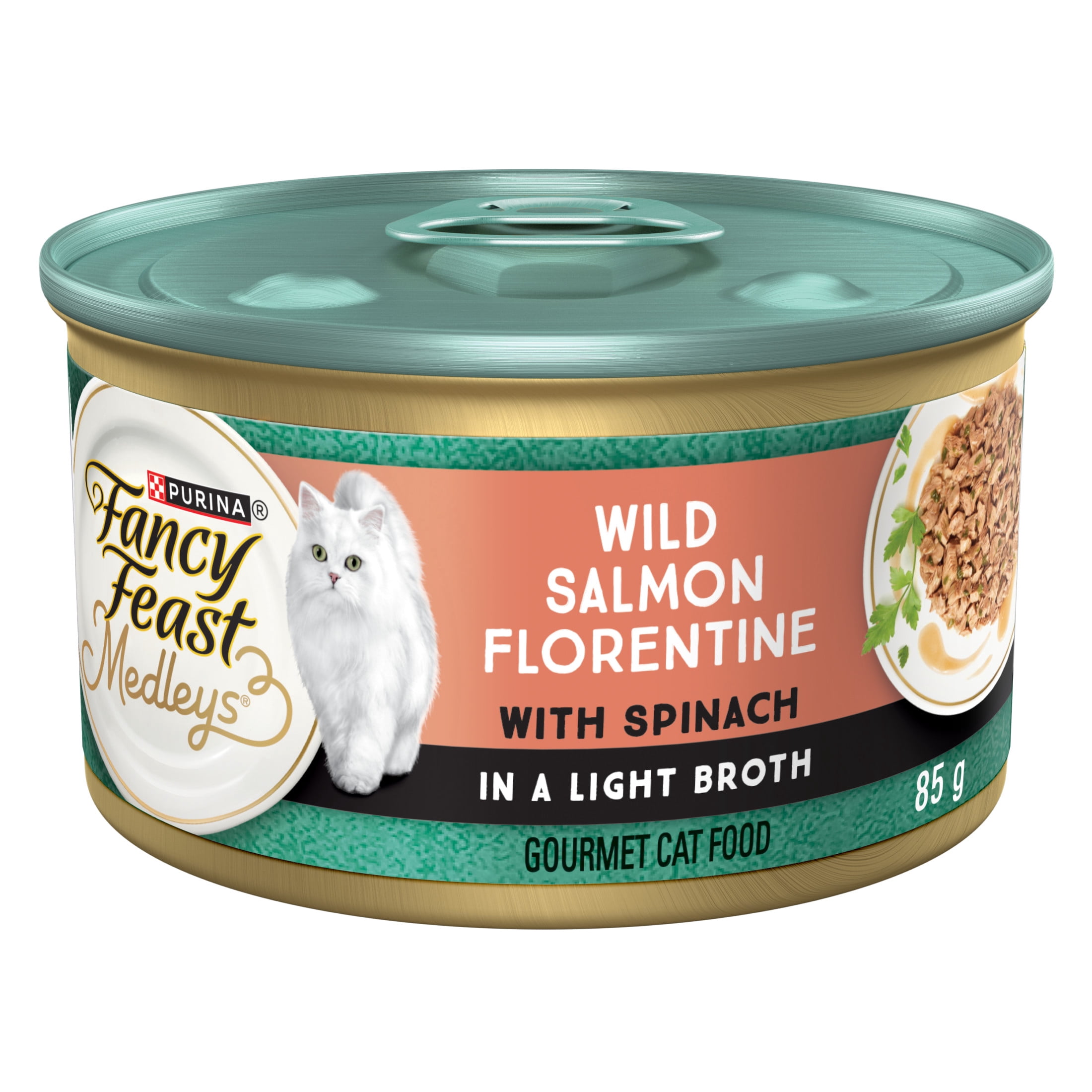 Fancy Feast Medleys Wild Salmon Florentine in a Light Broth, Wet Cat Food 85 g