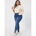 thumbnail image 3 of GRACE & GRANDEUR Women's Plus Jean Jackets Button Down Denim Bomber Jacket, 3 of 6