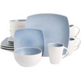 thumbnail image 1 of Gibson Elite Soho Lounge 16 Piece Square Stoneware Dinnerware Set, Matte Blue & White, 1 of 6