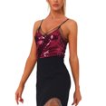thumbnail image 4 of INSPIRE CHIC Blouse à Sequins pour Femmes Panneau en Maille Sans Manches Top de Fête Clue Cami Rose Vif m, 4 of 6