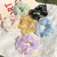 thumbnail image 3 of 6pcs Simple Hair Tie Elastic Scrunchie Daisy Pattern Mesh Hair Rope Ponytail Holder Women's Hair Accessories, 3 of 5