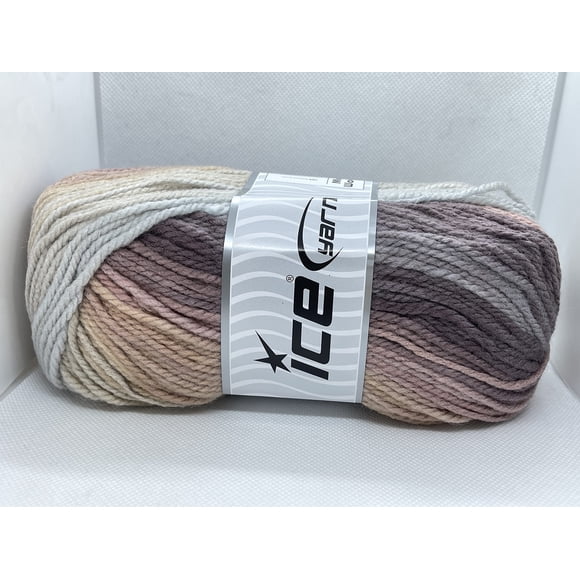Magic Worsted Fil - Beige Brun Mauve Gris Auto-Rayé Acrylique Poids Worsted 202 Verges (185 Mètres) 3.53 Onces (100 Grammes)
