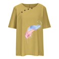 thumbnail image 4 of CHUANK Hauts pour Femmes en Liquidation à Moins de 10$ Hauts pour Femmes Décontractés Printemps Été Manches Longues Coton Lin Imprimé Graphique Pissenlit Col Rond Blouses Vintage Grande Taille, 4 of 6