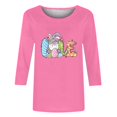 thumbnail image 4 of Xihbxyly Hauts Grande Taille pour Femmes Manches 3/4 T-shirt Imprimé Col Rond de Pâques Manches 3/4 Chandail Col Rond Cadeau de Vacances, 4 of 5