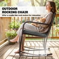 thumbnail image 3 of Ensemble Bistro d'Extérieur en Rotin PE Gris de 3 Pcs, 2 Chaises Berçantes avec Coussins Épais et Table Basse en Verre Trempé, Mobilier de Patio Résistant aux Intempéries pour Balcon et Jardin, 3 of 7