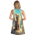 thumbnail image 2 of Bixox Robe Sans Manches à Imprimé Chat Mignon Nuage Ensoleillé pour Femmes avec Poches, Robe Débardeur Décontractée Longueur Genou pour l'Été-3TG, 2 of 7