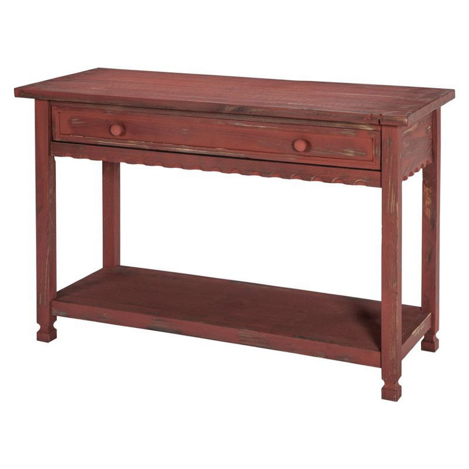 Alaterre Furniture Table Multimédia/console Country Cottage Finition Antique Rouge