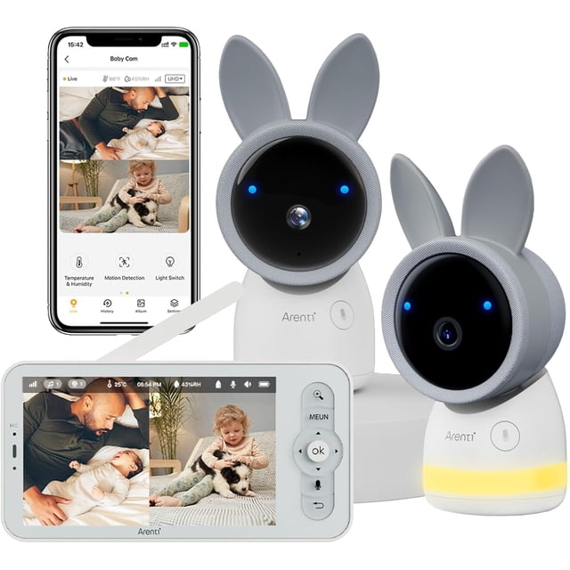 Arenti Baby Monitor AInanny 2cam Kit Plus - 2 Cameras with 5-Inch Upgraded Wireless Display