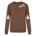 thumbnail image 5 of yoeyez Chandail d'Halloween pour Femme, Fantôme Citrouille, Manches Longues, Col Rond, Décontracté, Automne, Chandail Effrayant, Hauts, Brun, TTG, 5 of 5