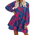 thumbnail image 1 of Fridja Robe d'Été Décontractée pour Femme à Col en V, Imprimé Floral, Manches Longues, Longueur Genou, 1 of 1