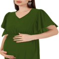 thumbnail image 5 of Robe de Maternité à Manches Courtes pour Femmes, Couleur Unie, Col en V, Robe Longue Décontractée, 5 of 5