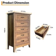 EDTara 5 Drawers Dresser for Bedroom, Wood Rustic Tall Chset of Drawers, Farmhouse Dresser Chests with Storage Organizer for Bedroom,Living Room,Hallway and Entryway