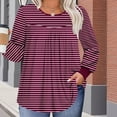 thumbnail image 2 of Lmnyox Hauts Grande Taille pour Femmes, Manches Longues Surdimensionnées, Col Rond, Chemises Plissées, Blouses Décontractées Mode, 2 of 6