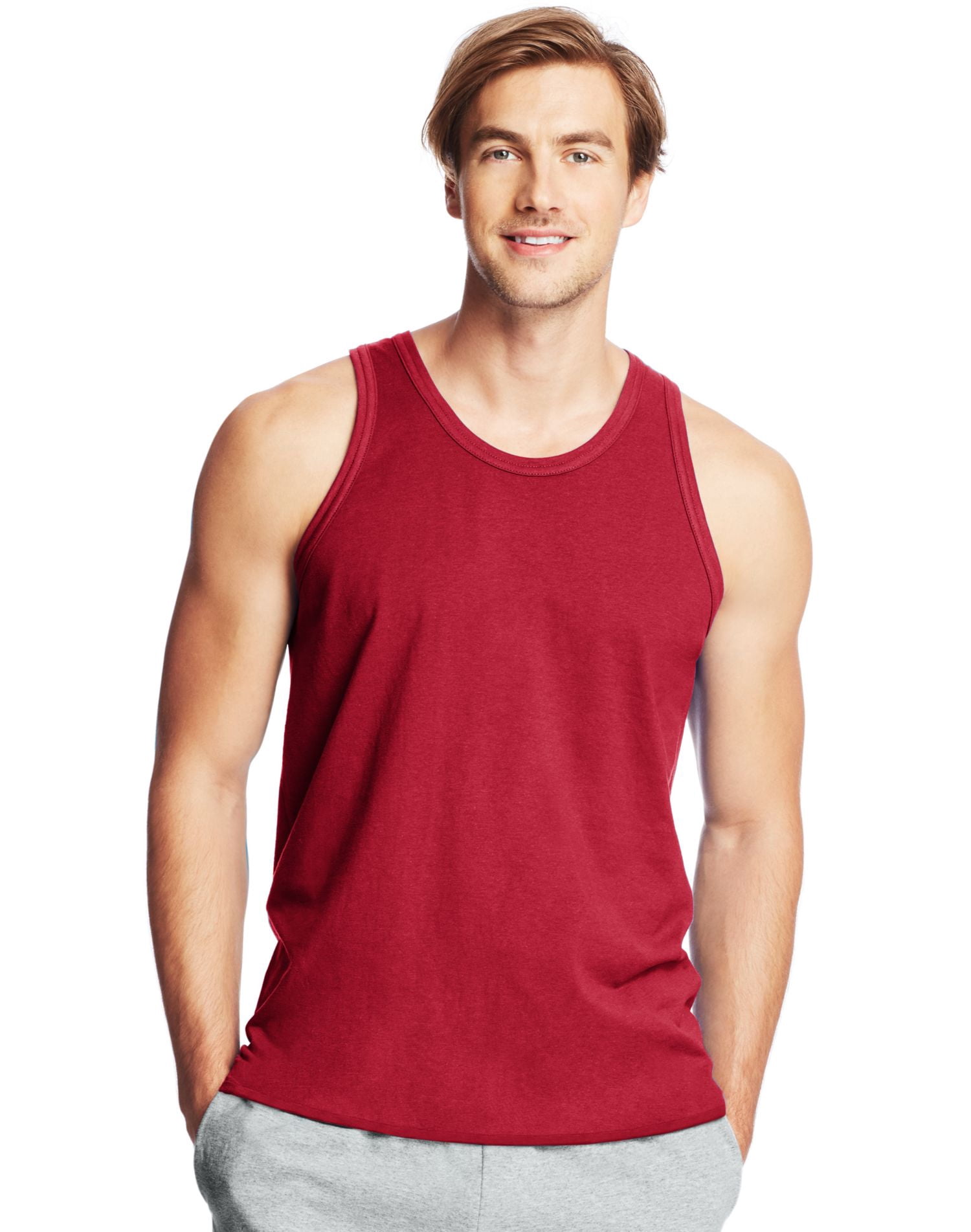Hanes Mens X-Temp Performance Tank 2-Pack, L, Deep Red