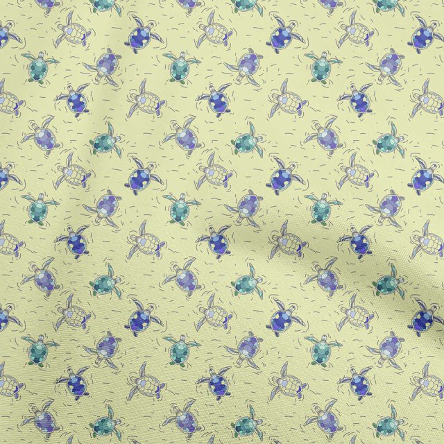 oneOone Viscose Jersey Medium Yellow Fabric Ocean Turtles Craft Projects Decor Fabric Printed By The Yard 60 Inch Wide
