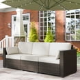 thumbnail image 2 of Outsunny Outdoor Sofa w/ Cushions, PE Rattan Patio Couch, Cream White, 2 of 10