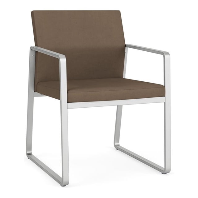Fauteuil d'Invité pour Réception et Salle d'Attente en Soins de Santé Gansett / Acier Argenté / Brun