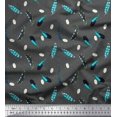 thumbnail image 1 of Soimoi Gray Poly Georgette Fabric Dot & Feather Printed Fabric 1 Yard 52 Inch Wide, 1 of 3