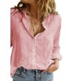 thumbnail image 5 of Gupgi Female  Long Sleeve Shirts, Casual Loose Button-Down Turndown Collar Top Cloth, 5 of 5