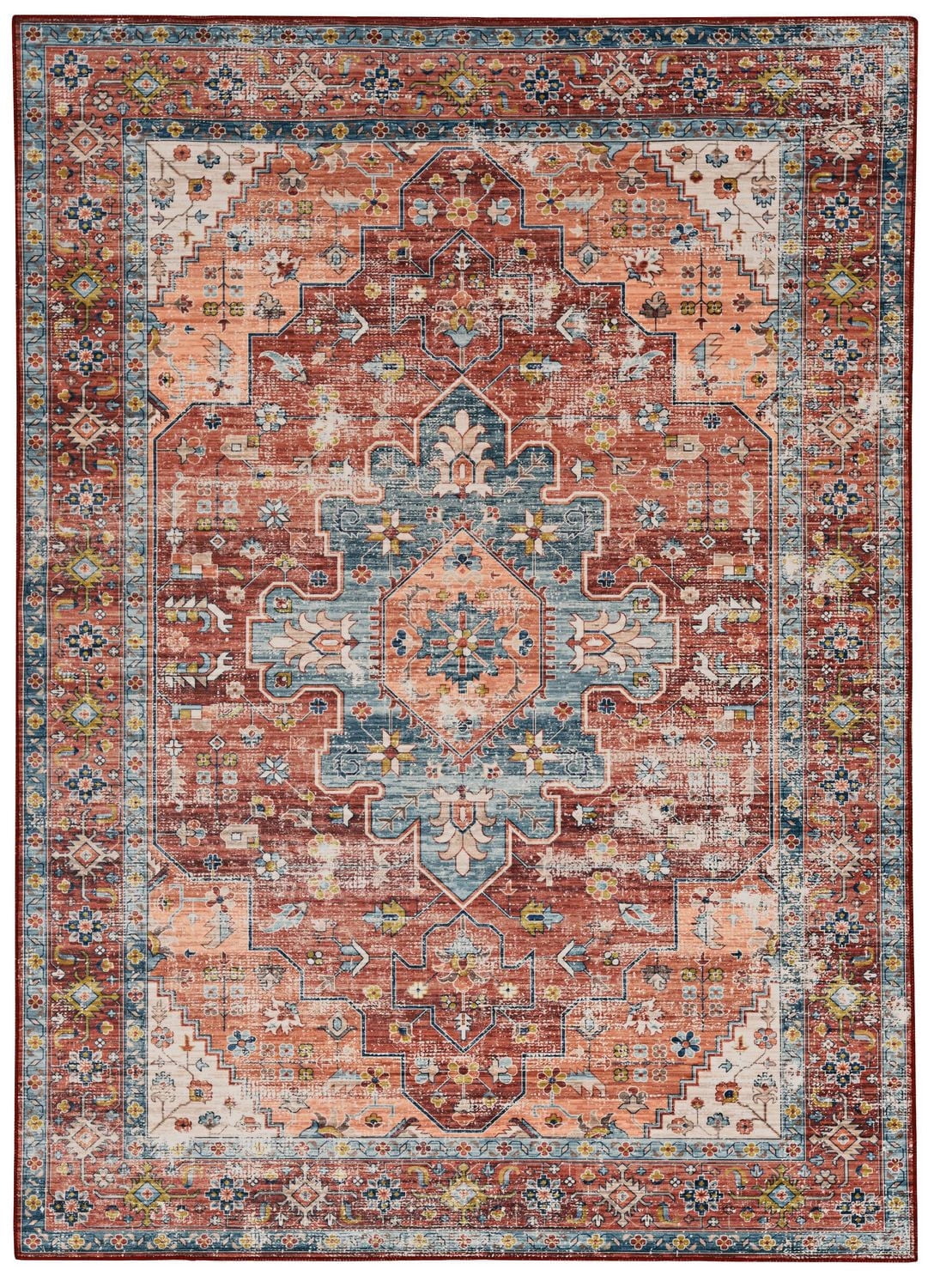 Tapis lavable Carter 5 pi x 7 pi rouille et ivoire