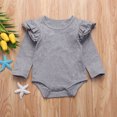 thumbnail image 2 of Newborn Baby Girl Boy Ruffled Long Sleeve Romper Solid Color Casual Bodysuit Spring Fall Clothes, 2 of 6