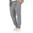 thumbnail image 2 of Innerwin Trousers Drawstring Men Bottoms Holiday High Waist Lightweight Summer Pants Grey 2XL, 2 of 4