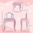 thumbnail image 3 of Qaba Coiffeuse et Tabouret pour Enfants Ensemble de Maquillage Rose, 3 of 9