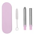 thumbnail image 1 of Stainless Steel Collapsible Straw Portable Reusable Telescopic Straw with Cleaning Brush Pink, 1 of 13