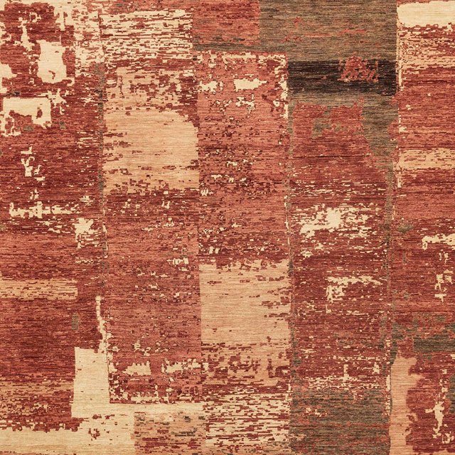 Ahgly Company Tapis d'Intérieur Carrés Abstraits Rouges à Empiècements, 3 Pieds Carré